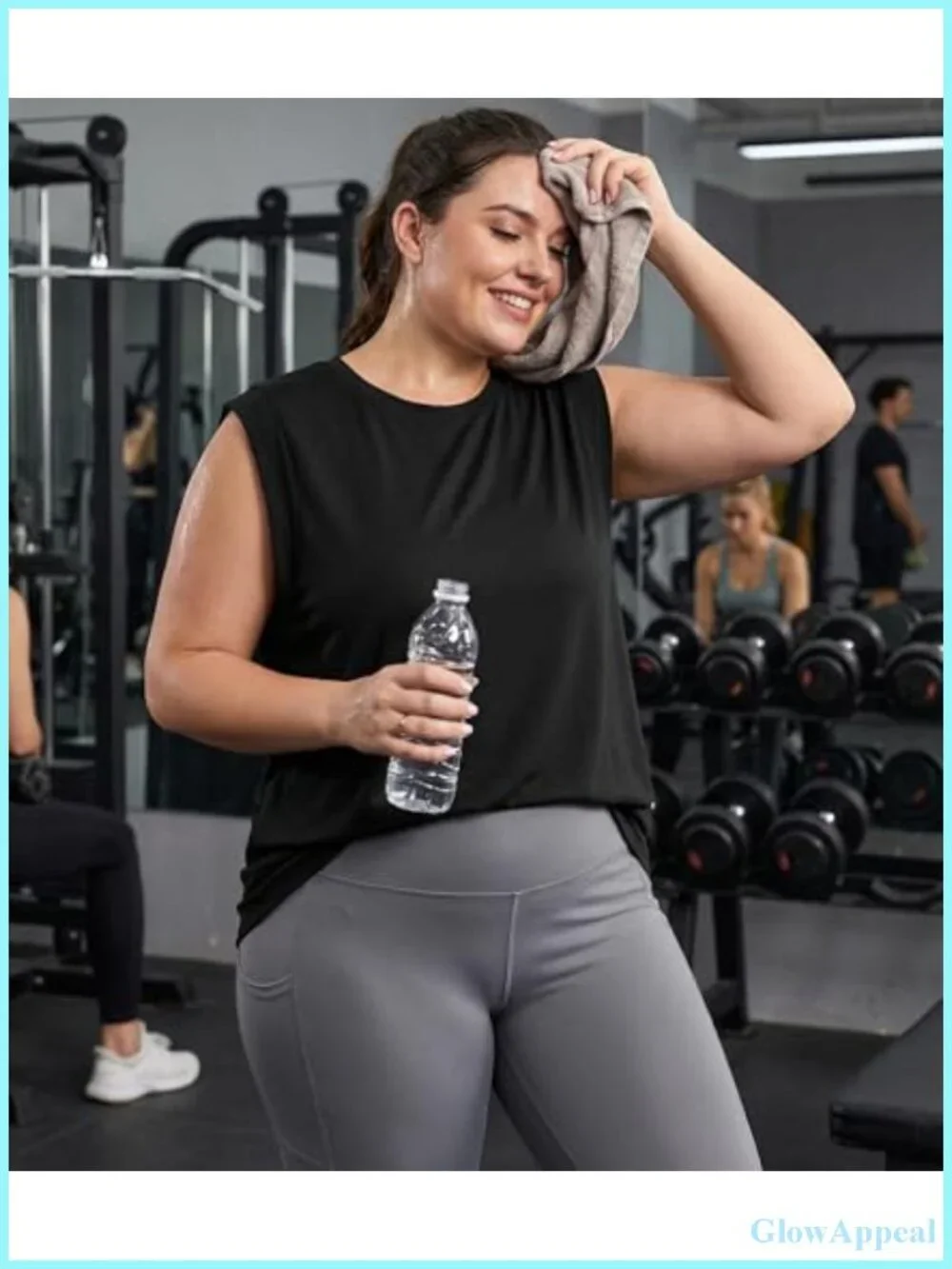 Plus Size Tank Top with Cap Sleeves - Cotton Blend, Underarm Coverage